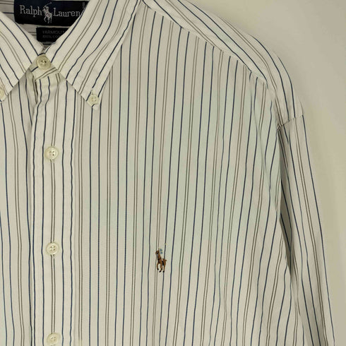 ラルフローレン RALPH LAUREN 90S YARMOUTH ポニー刺繍 ストライプ BDシャツ メンズ 17-34