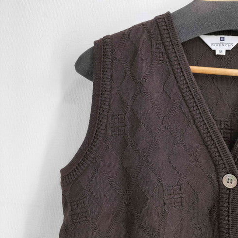 ジバンシィ GIVENCHY ウール100 アーガイルニットベスト レディース import:M
