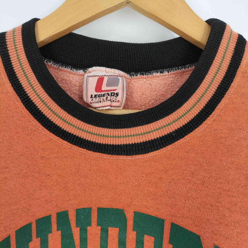 レジェンズ LEGENDS 90s USA製 3段 カレッジ ラバープリント カプセル リブライン クルーネック スウェット トレーナー 後染め メンズ