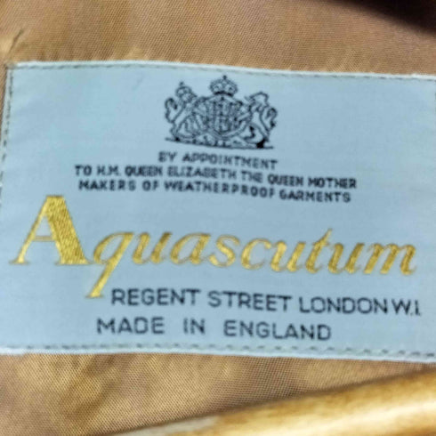 アクアスキュータム AQUASCUTUM 70-80s 英国製 裏地チェック ライナー付き 玉虫 ステンカラーコート メンズ