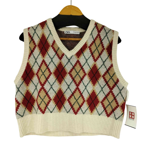 ザラ ZARA argyle vest レディース import:S