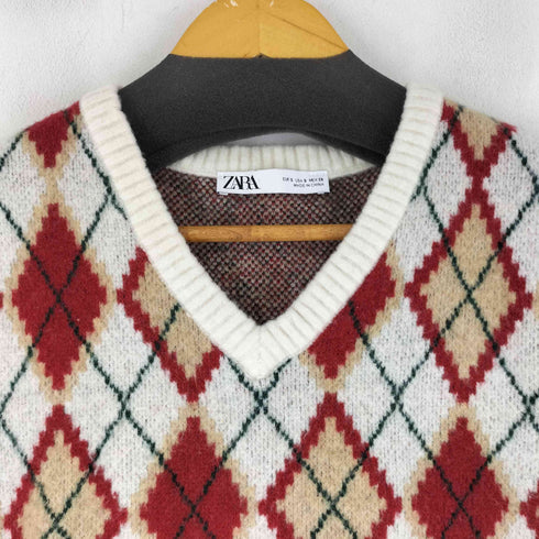 ザラ ZARA argyle vest レディース import:S