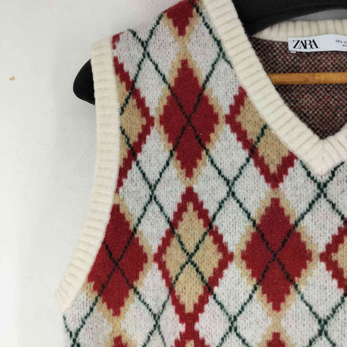 ザラ ZARA argyle vest レディース import:S