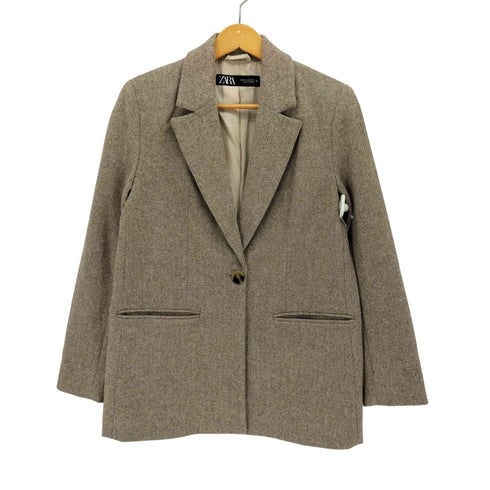 ザラ ZARA 1B ウール ヘリンボーン ツイル テーラード ジャケット レディース import:XS