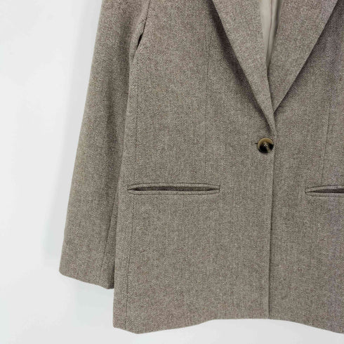 ザラ ZARA 1B ウール ヘリンボーン ツイル テーラード ジャケット レディース import:XS