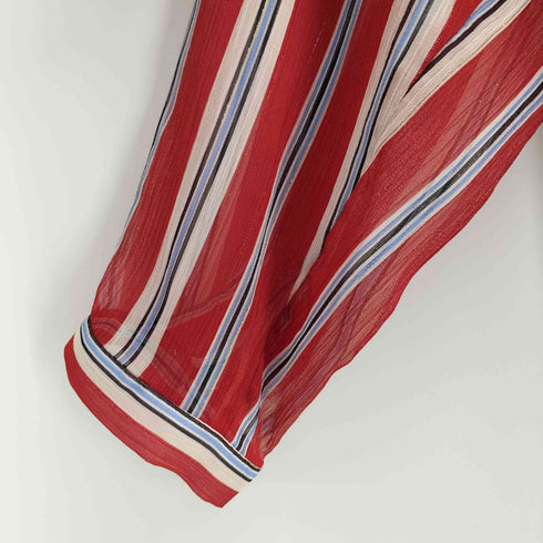 ザラ ZARA ラメ ストライプ シアー シャツ ブラウス レディース import:XS