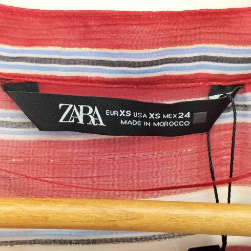 ザラ ZARA ラメ ストライプ シアー シャツ ブラウス レディース import:XS
