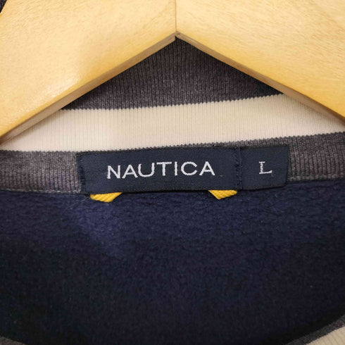 ノーティカ NAUTICA 00s ロゴ刺繍 カンガルーポケット 裏起毛 ハーフジップ スウェット メンズ import:L