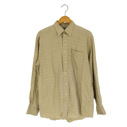 エルエルビーン L.L.Bean 90S リネン100% チェック BDシャツ メンズ import:S
