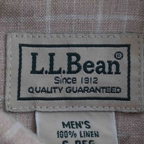 エルエルビーン L.L.Bean 90S リネン100% チェック BDシャツ メンズ import:S