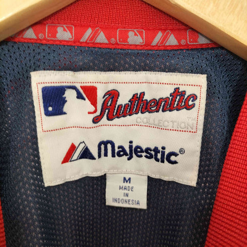 マジェスティックアスレチック Majestic ATHELETIC ベースボールチーム ロゴ刺繍 ハーフジップ プルオーバー ナイロン ジャケット メンズ import:M