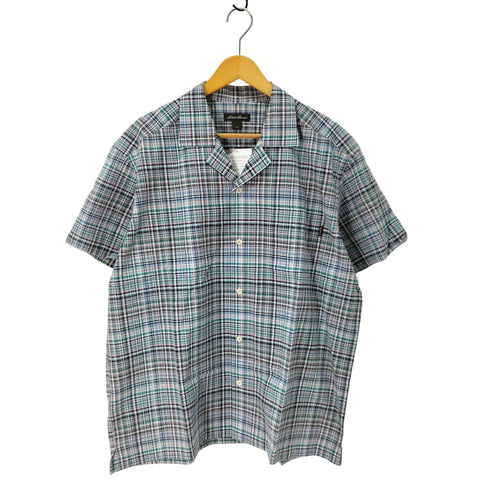 エディーバウアー Eddie Bauer SS SEERSUCKER OPEN COLLAR SHIRT コットンポリ チェック オープンカラー 半袖 シャツ メンズ JPN:L