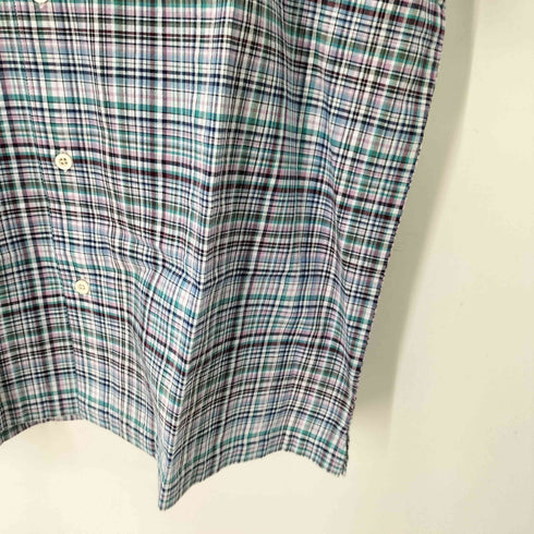 エディーバウアー Eddie Bauer SS SEERSUCKER OPEN COLLAR SHIRT コットンポリ チェック オープンカラー 半袖 シャツ メンズ JPN:L