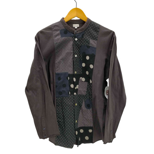 ポールスミス Paul Smith 総柄 ドット クレイジーパターン 切り替え バンドカラー L/S シャツ メンズ import:M