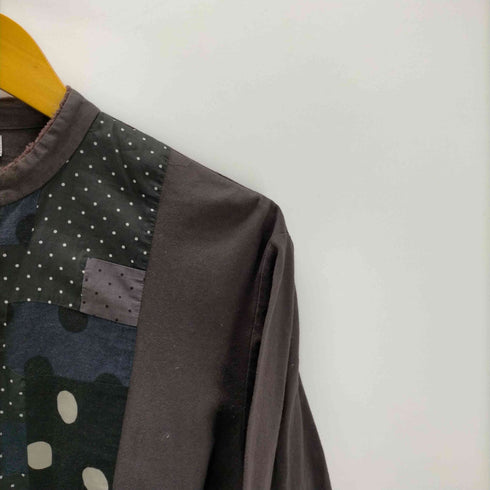 ポールスミス Paul Smith 総柄 ドット クレイジーパターン 切り替え バンドカラー L/S シャツ メンズ import:M