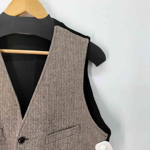 ジェイプレス J.PRESS ヘリンボーン ウール切替 ベスト メンズ JPN:XL