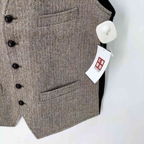 ジェイプレス J.PRESS ヘリンボーン ウール切替 ベスト メンズ JPN:XL