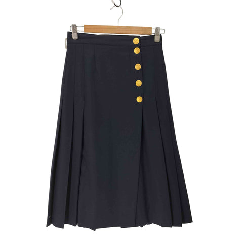 Elegance Paris 金ボタン プリーツスカート レディース US6