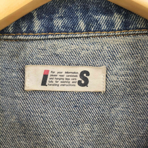 イッセイミヤケ ISSEY MIYAKE 80S ロゴ バックプリント ケミカルウォッシュ デニムジャケット レディース FREE