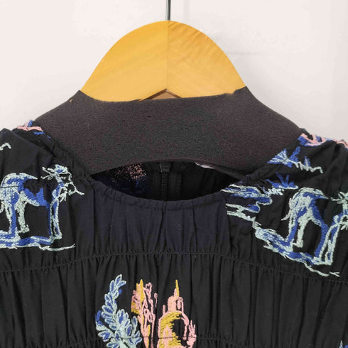 ザラ ZARA エンブロイダリー 刺繍 ティアードワンピース レディース import:S