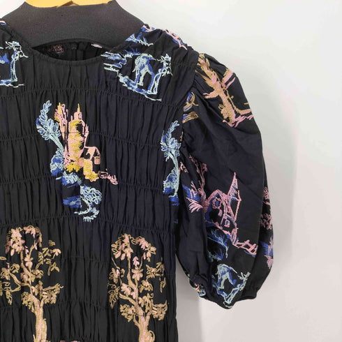 ザラ ZARA エンブロイダリー 刺繍 ティアードワンピース レディース import:S