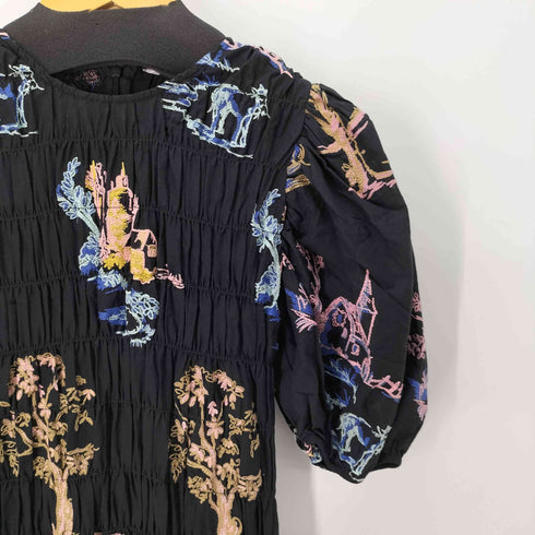 ザラ ZARA エンブロイダリー 刺繍 ティアードワンピース レディース import:S