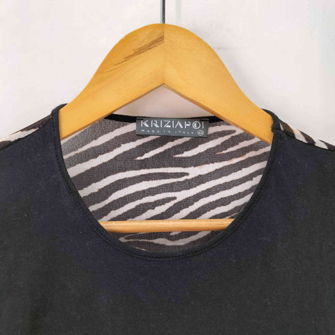KRIZIAPOI イタリア製 ゼブラ柄 メッシュ切替Tシャツ レディース EUR:42