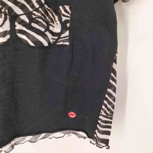 KRIZIAPOI イタリア製 ゼブラ柄 メッシュ切替Tシャツ レディース EUR:42