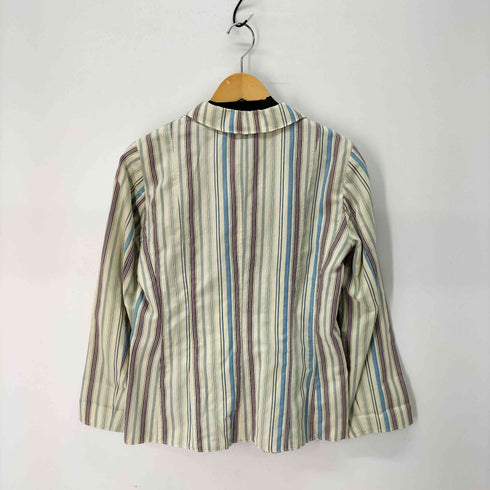 エトロミラノ ETRO MILANO イタリア製 ストライプコットンテーラードジャケット レディース JPN:44