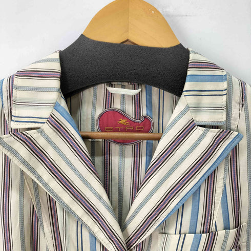 エトロミラノ ETRO MILANO イタリア製 ストライプコットンテーラードジャケット レディース JPN:44
