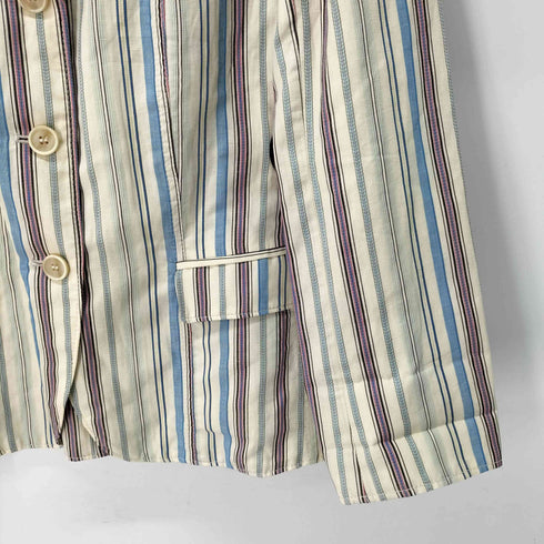 エトロミラノ ETRO MILANO イタリア製 ストライプコットンテーラードジャケット レディース JPN:44