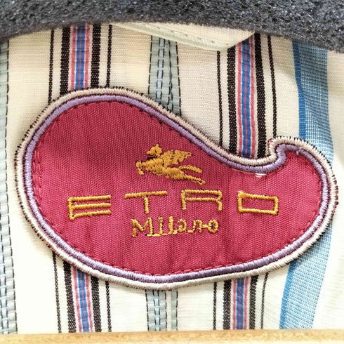 エトロミラノ ETRO MILANO イタリア製 ストライプコットンテーラードジャケット レディース JPN:44