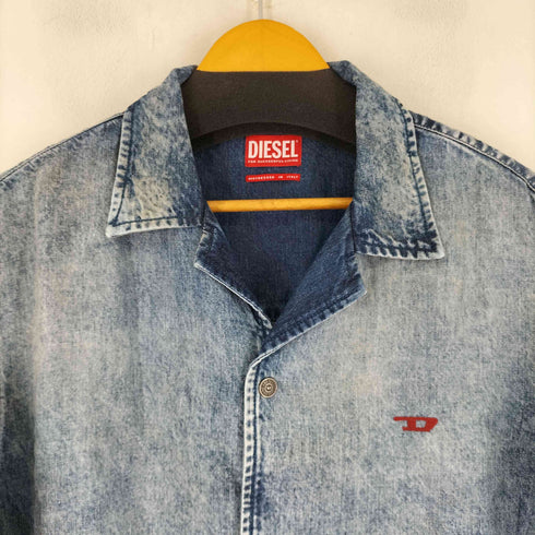 ディーゼル DIESEL 25SS D-NABIL-FSG Bowling shirt in distressed denim メンズ import:XL