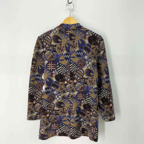 ミッソーニ MISSONI イタリア製 ウール混 幾何学 ノーカラージャケット レディース