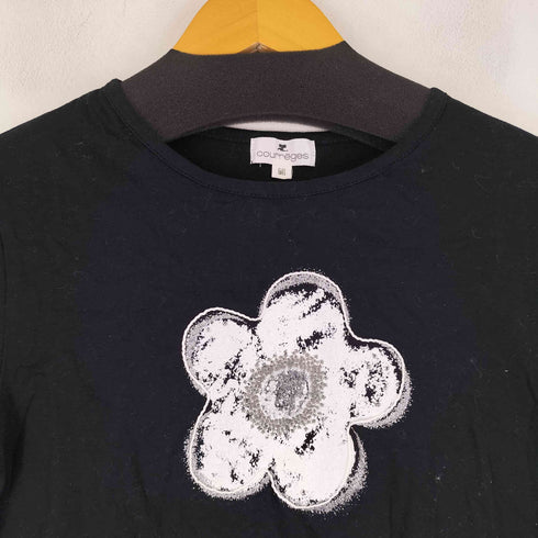 COURREGES 花柄ビジュー S/S Tシャツ レディース