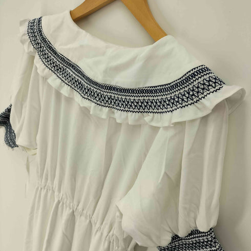 イデム IDEM marine shirring onepiece シャーリングパフスリーブワンピース レディース