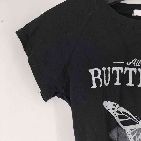 T&T バックデザイン フロントプリント S/S Tシャツ レディース