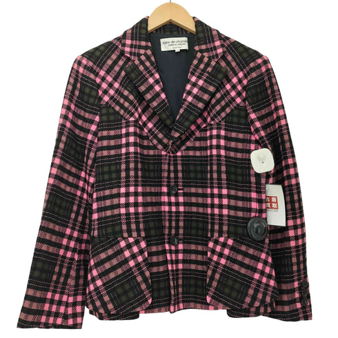 ローブドシャンブルコムデギャルソン robe de chambre COMME des GARCONS ウール ツイード チェック 3B テーラード ジャケット レディース JPN:M