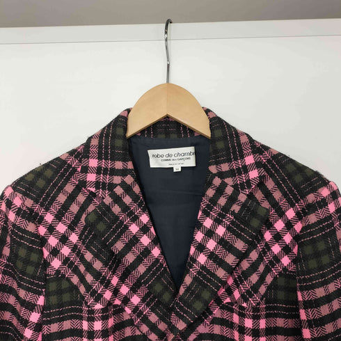 ローブドシャンブルコムデギャルソン robe de chambre COMME des GARCONS ウール ツイード チェック 3B テーラード ジャケット レディース JPN:M