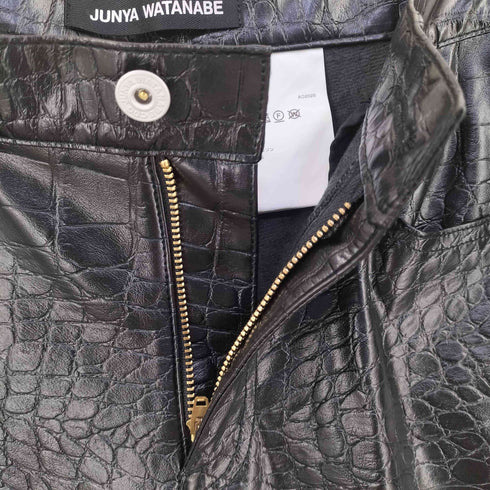 ジュンヤワタナベコムデギャルソン JUNYA WATANABE COMME des GARCONS AD2025 AW エンボス加工 クロコダイルフェイクレザーパンツ レディース XS