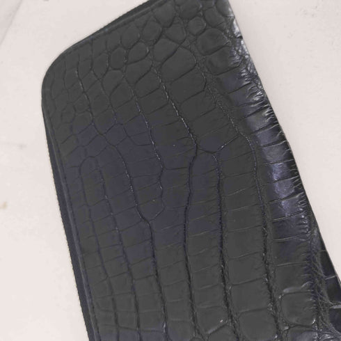 型押しレザー ラウンドジップ カードケース メンズ