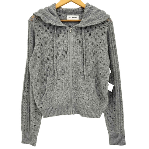 リリーブラウン Lily Brown 25aw 透かし編ニットパーカー レディース ONE SIZE