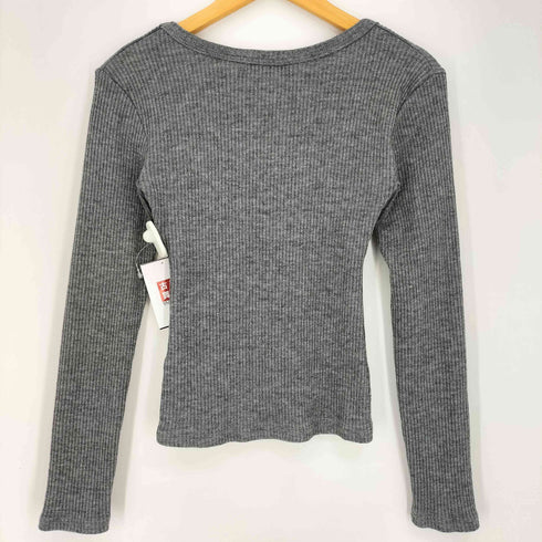 MUCENT グリーブラウンドネッククロップリブニット レディース FREE