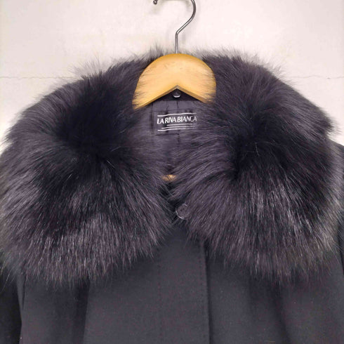 LA RIVA BIANCA cashmere blue fox fur ブルーフォックスファー カシミヤ100% ロングコート レディース JPN:11号
