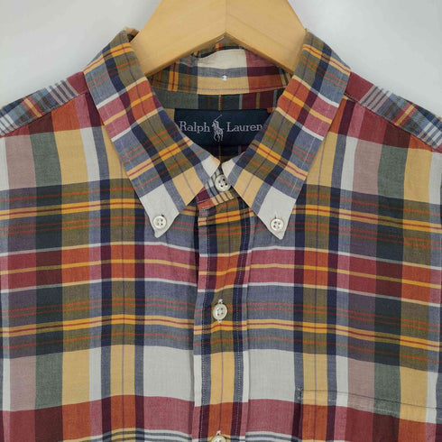 ラルフローレン RALPH LAUREN 90S インド製 3点止め チェック BDシャツ メンズ import:L