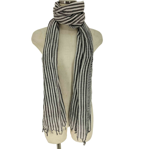 khadi and co ボーダー コットン ストール レディース