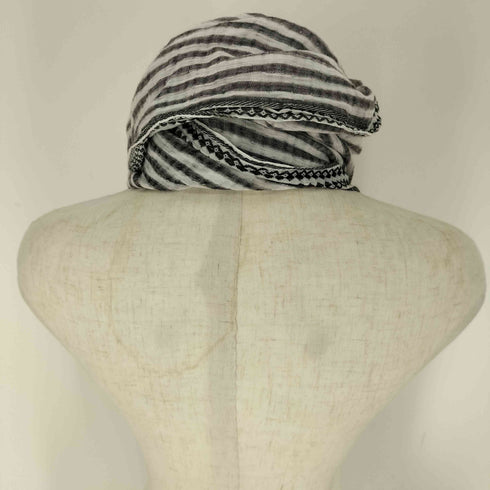 khadi and co ボーダー コットン ストール レディース