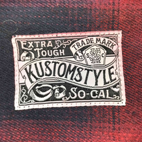 カスタムスタイル KUSTOMSTYLE ロゴ刺繍 猫目ボタン L/S オンブレチェックシャツ メンズ JPN:S