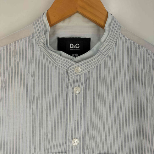 ディーアンドジードルチェアンドガッバーナ D&G DOLCE&GABBANA BRAD 切替 レイヤード ストライプ バンドカラーシャツ メンズ 16 1/2