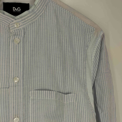ディーアンドジードルチェアンドガッバーナ D&G DOLCE&GABBANA BRAD 切替 レイヤード ストライプ バンドカラーシャツ メンズ 16 1/2